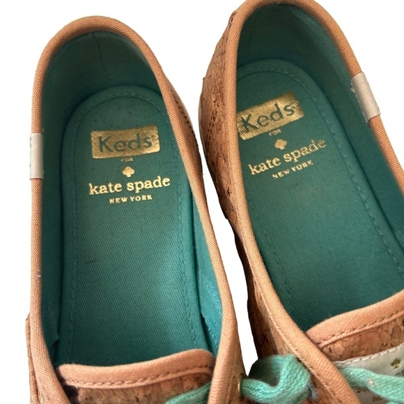 KEDS Kate Spade Cork Corkie Sneakers Shoes Lace Up Teal Green Rubber Soles - Picture 4 of 14